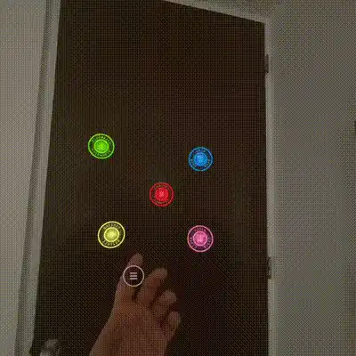 Animated demo showing the left-hand pinch gesture that spawns a circle in ArcGlyph